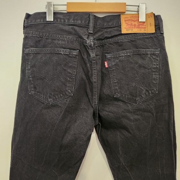 Levis 501 XX CT Jeans Mens 34x30 Button Fly Retro Black Denim Custom Tapered VTG - Picture 4 of 12
